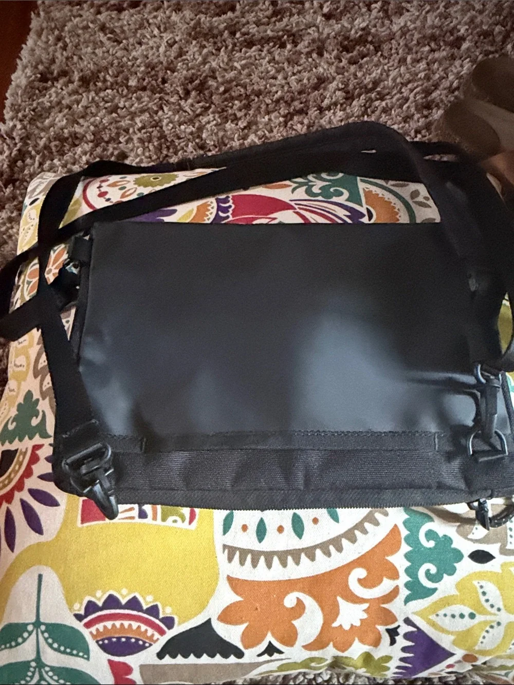 Timbuk2 Black Messenger Bag with Yellow Accent Strap